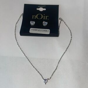 Noir Jewelry Heart Necklace and Earring Set New on Card